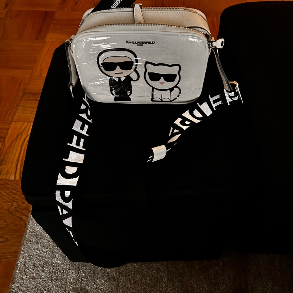 Karl Lagerfeld White Bag with Black Strap